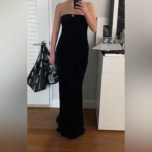 Ralph Lauren Collection Navy Velvet Strapless Evening Gown